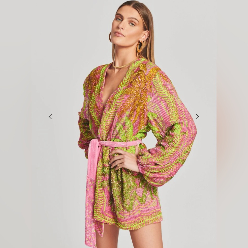 Retrofete Gabrielle Sequin Palm Dress
